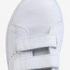 Biele detské kožené tenisky na suchý zips adidas Originals Stan Smith Cf C