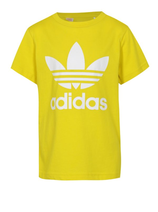 Žlté detské tričko s bielou potlačou adidas Originals