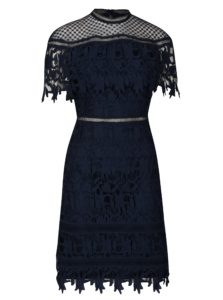 Tmavomodré čipkované šaty Chi Chi London Sassi