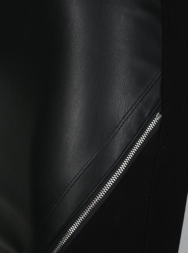 Čierna koženková sukňa s asymetrickým zipsom TALLY WEiJL