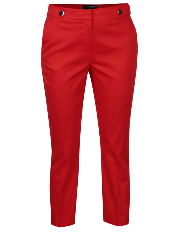Červené skrátené nohavice s ozdobnými gombíkmi Dorothy Perkins