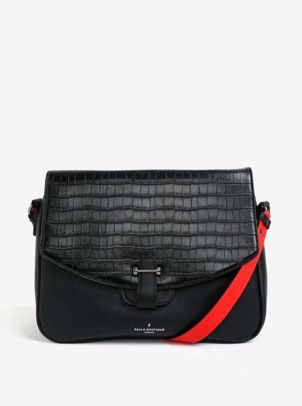 Čierna kabelka cez rameno s ozdobnou chlopňou Paul´s Boutique Gillian