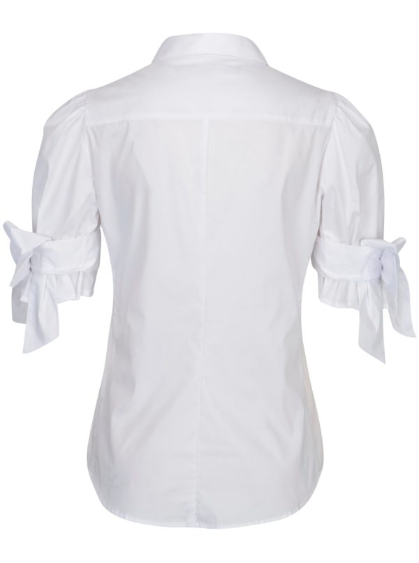 Biela košeľa s mašľou na rukávoch French Connection Eastside