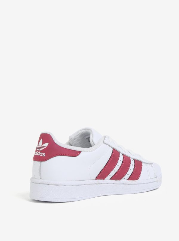 Biele detské kožené tenisky s červenými detailmi adidas Originals