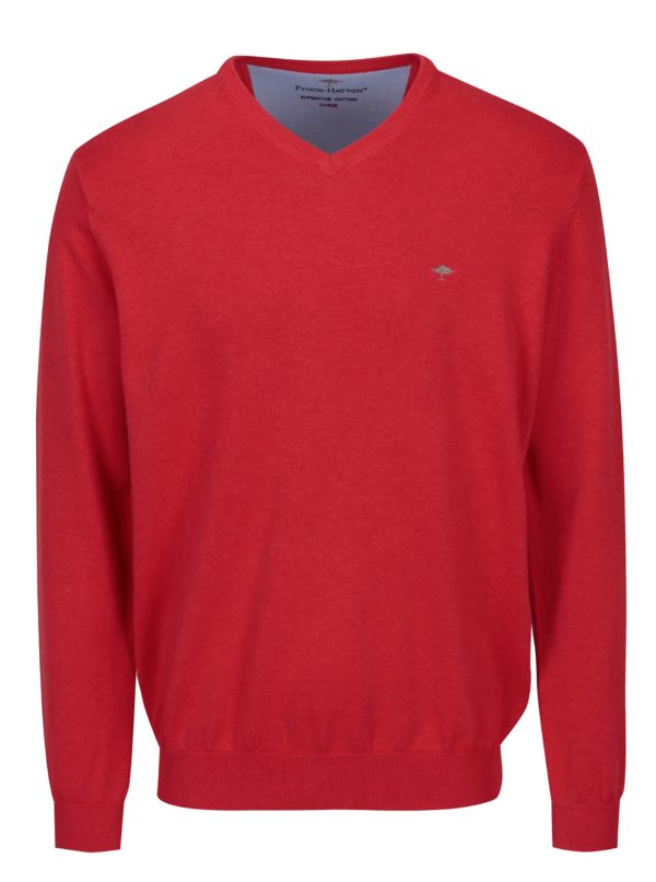 Červený sveter s véčkovým výstrihom Fynch-Hatton