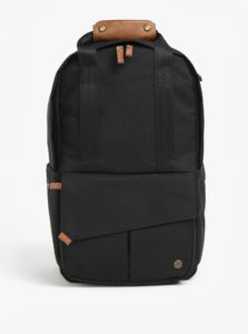 Čierny unisex vodovzdorný batoh s koženými detailmi PKG