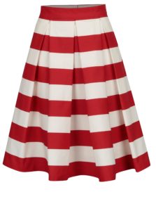 Červeno-krémová pruhovaná kolesová sukňa MONLEMON Navy Red