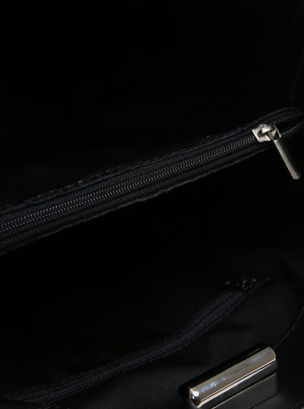 Čierna dámska kožená kabelka so vzorom KARA