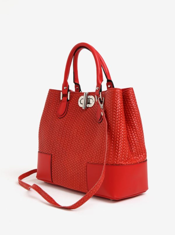 Červená dámska kožená kabelka so vzorom KARA