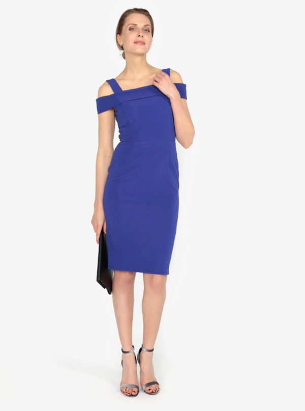 Modré šaty s odhalenými ramenami M&Co