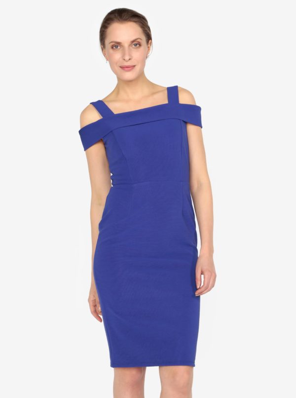 Modré šaty s odhalenými ramenami M&Co