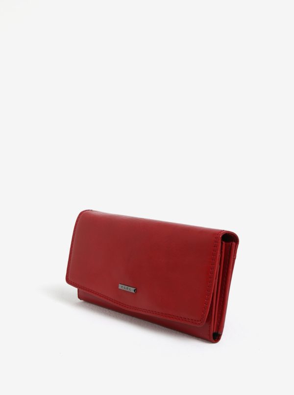 Červená dámska veľká kožená peňaženka KARA