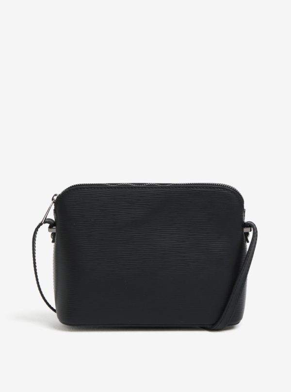 Čierna kožená kabelka s jemným vzorom KARA
