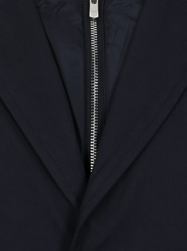 Tmavomodrý kabát s odnímateľným golierom Jack & Jones Tristan