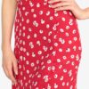 Červená kvetovaná priesvitná sukňa s rozparkom Miss Selfridge