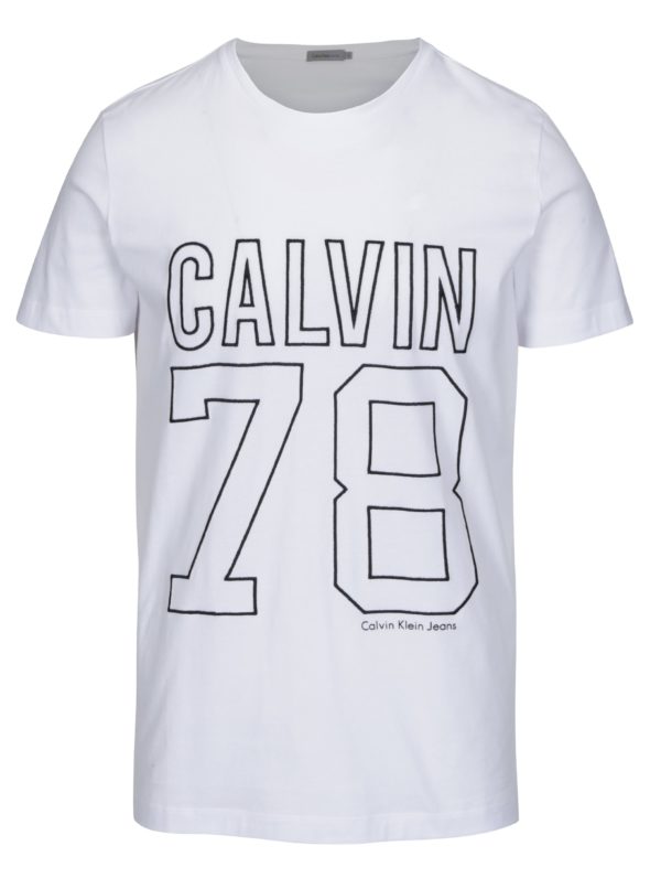 Biele pánske tričko s výšivkou Calvin Klein Jeans Timball