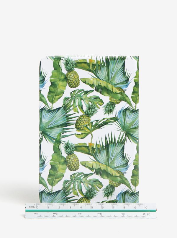  Zeleno-krémový zápisník so vzorom ananásov Kaemingk A6