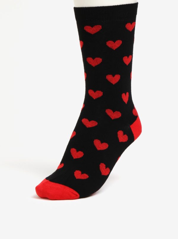 Čierne dámske ponožky s motívom sŕdc ZOOT