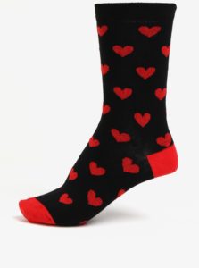 Čierne dámske ponožky s motívom sŕdc ZOOT