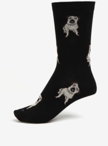 Čierne dámske ponožky s motívom mopslíkov ZOOT
