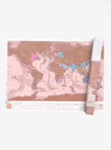 Nástenná stieracia mapa v ružovozlatej farbe Luckies