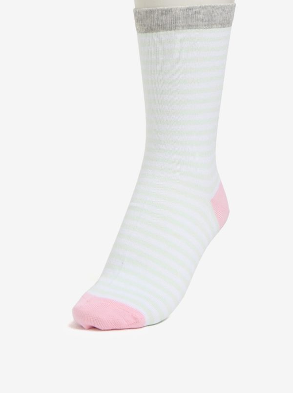 Zeleno-biele dámske pruhované ponožky ZOOT