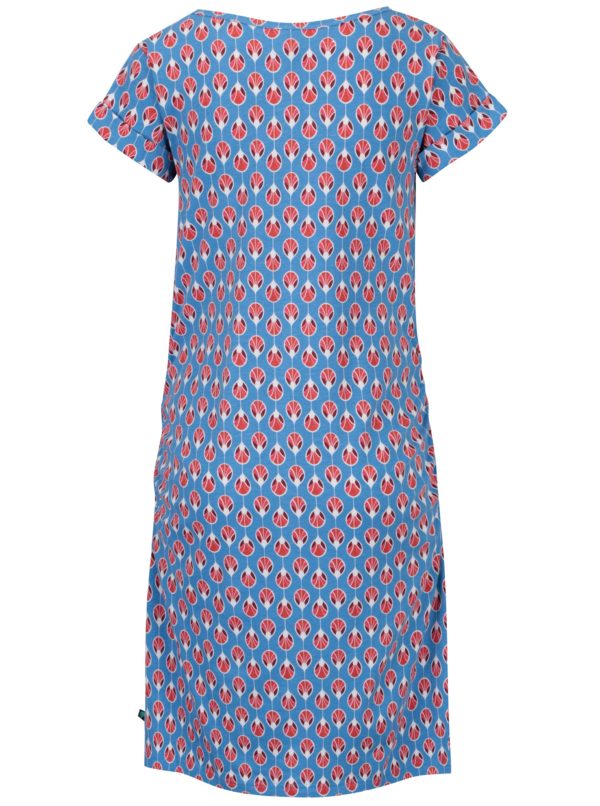 Modré vzorované šaty s nazberkaním v dekolte Tranquillo Petraea