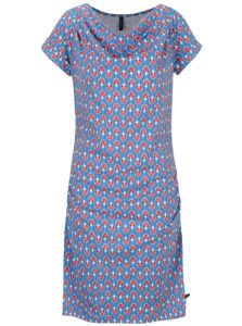 Modré vzorované šaty s nazberkaním v dekolte Tranquillo Petraea