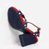 Tmavomodré bodkované sandále na širokom podpätku Ruby Shoo Evie