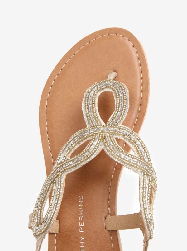 Remienkové sandále v zlatej farbe s koženými detailmi Dorothy Perkins