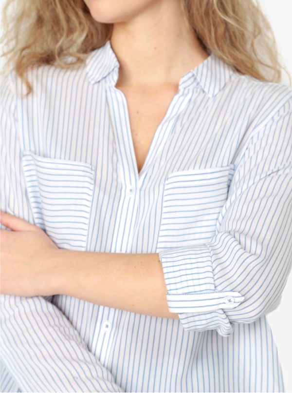 Modro-biela dámska pruhovaná košeľa s vreckami s.Oliver