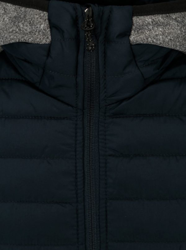 Sivá prešívaná bunda s kapucňou Jack & Jones Multi Quilted