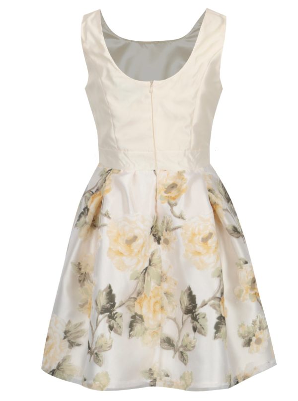 Krémové kvetované šaty s áčkovou sukňou Mela London