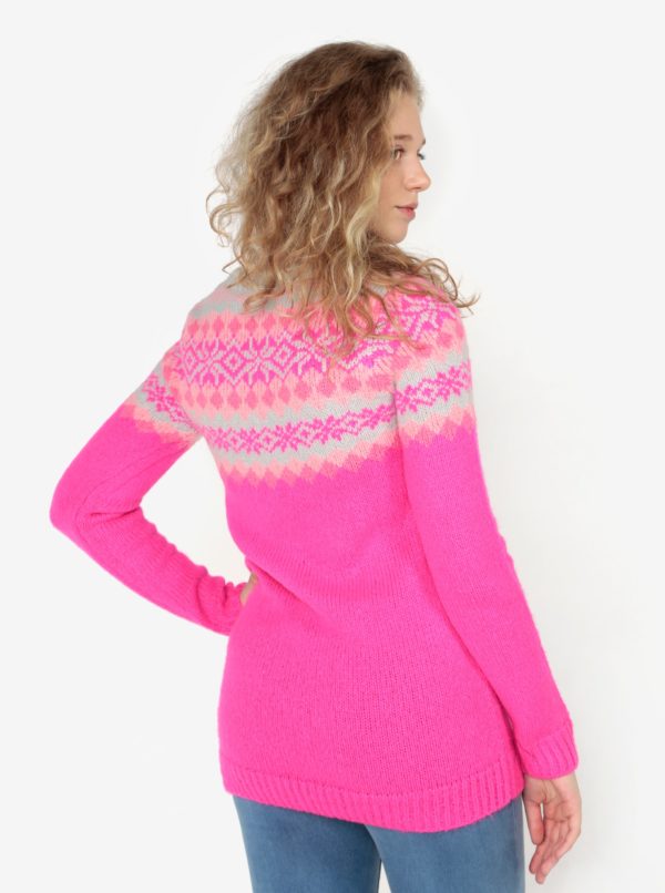 Ružový vzorovaný sveter Oasis Fairisle