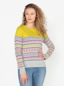 Žlto-sivý vzorovaný sveter Oasis Fairisle