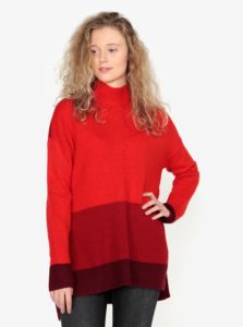 Červený dlhý oversize sveter s rozparkami na bokoch Oasis Funnel