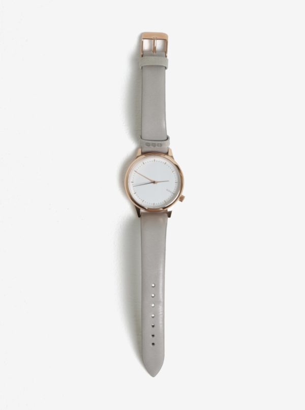 Dámske hodinky v ružovozlatej farbe s koženým remienkom Komono Estelle