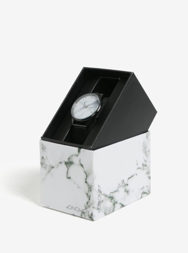 Bielo-čierne dámske hodinky s kovovým remienkom Komono Estelle Royale