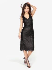 Čierne puzdrové čipkované trblietavé šaty Oasis Stella