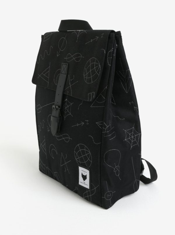 Čierny batoh s vyšitými vzormi The Pack Society
