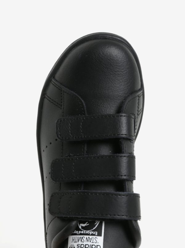 Čierne detské kožené tenisky na suchý zips adidas Originals