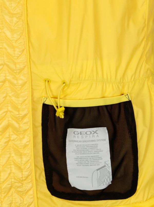 Žltá dámska prešívaná bunda s kapucňou Geox