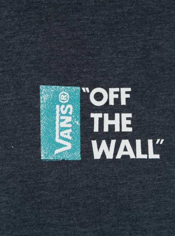 Tmavomodré pánske melírované tričko s potlačou VANS Off the Wall