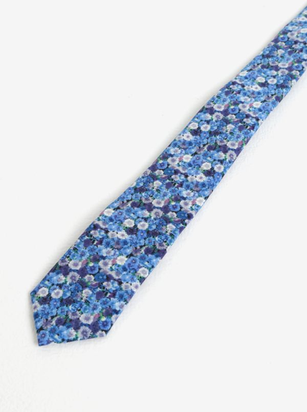 Modrá kvetovaná kravata Burton Menswear London