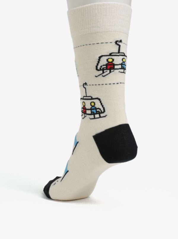 Čierno-krémové unisex ponožky s motívom zjazdovky Fusakle Chopok zima