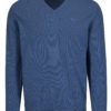 Modrý sveter s véčkovým výstrihom a výšivkou Barbour Pima