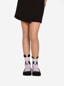 Biele dievčenské silónové ponožky s motívom pandy Penti My Panda 30 DEN