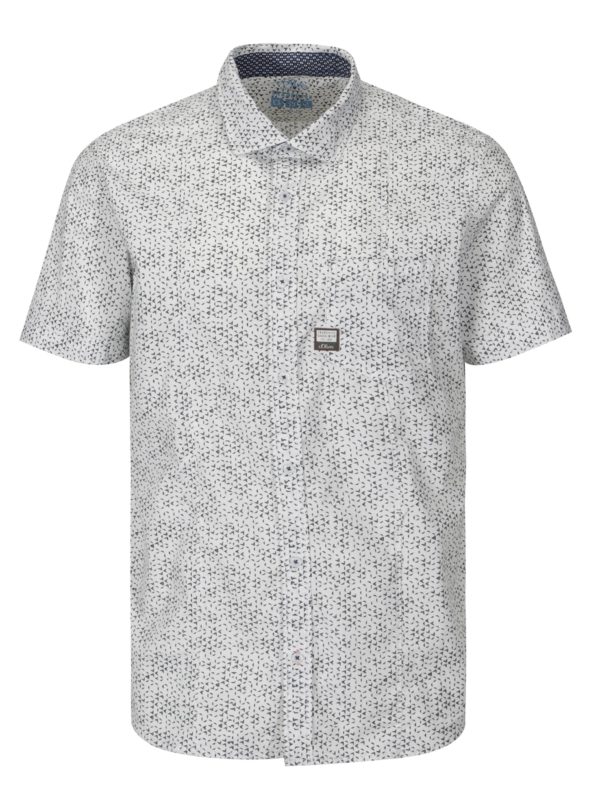 Sivo-biela pánska vzorovaná slim fit košeľa s.Oliver