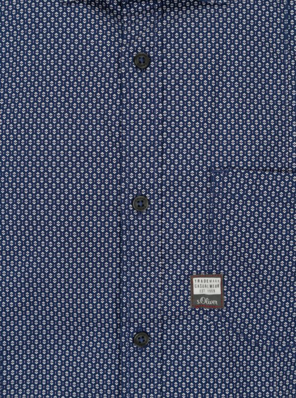 Modrá pánska vzorovaná slim fit košeľa s.Oliver