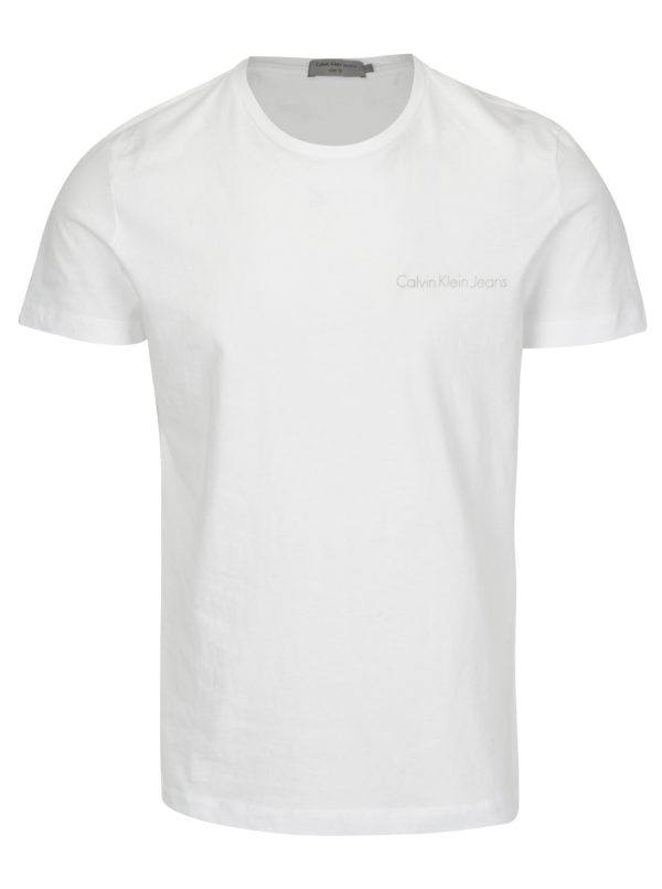 Biele pánske slim fit tričko Calvin Klein Jeans Tiboro